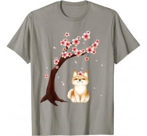 Shiba Inu Dog Japanese Cherry Blossom Sakura Flower T-Shirt